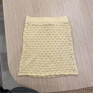 For Love And Lemons yellow knit bikini cover up Ribbed Mini Pencil Skirt